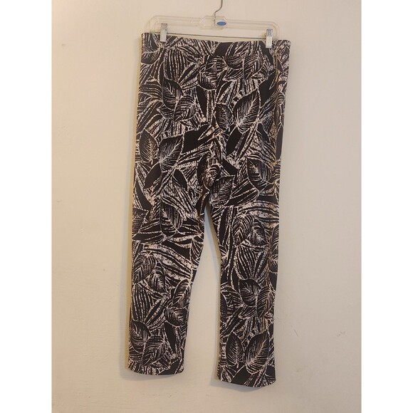 Susan Graver Womens Small Brown White Leave Liquid Knit Pull On Pants Travel - Picture 3 of 6